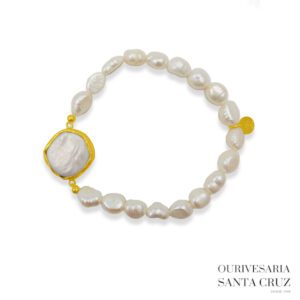 Pulseira de Pérolas e Madrepérola Redondo