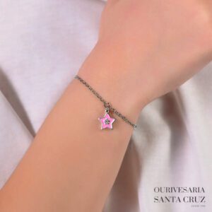 LUCA BARRA Pulseira de Aço com Estrela Rosa