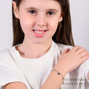 LUCA BARRA Pulseira de Aço com Borboletas e Brilhantes