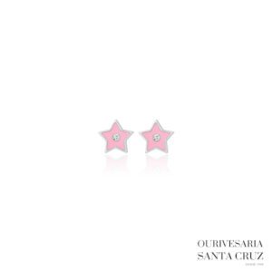 LUCA BARRA Brincos de Aço Estrela Rosa e Brilhante