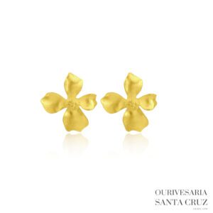 Brincos de Prata 925 Dourada Flor