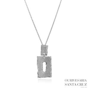 Colar de Prata 925 com Retângulo Acetinado