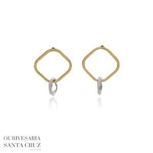 Brincos de Aço Dourado com Argola Prateada