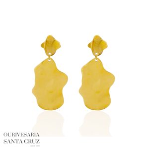 Brincos de Aço Dourado Irregulares Acetinados