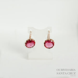 Brincos de Prata 925 Rosegold Cristal Rosa
