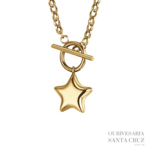 LUCA BARRA Colar de Aço Dourado com Estrela