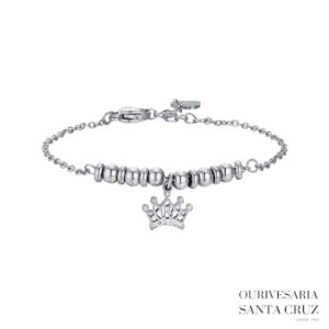 LUCA BARRA Pulseira de Aço com Coroa e Brilhantes